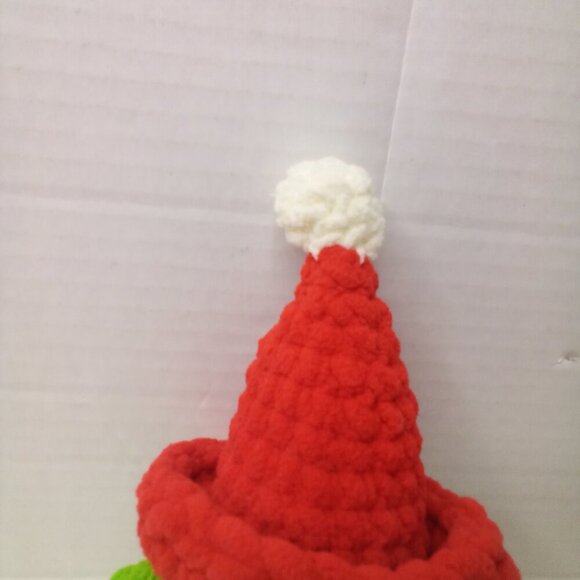 Crochet Gnome Elf Christmas Red Green 8" Handmade - Picture 3 of 14